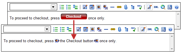 Illustration showing two editors. One displays an image. The other displays alternate text in place of the image.